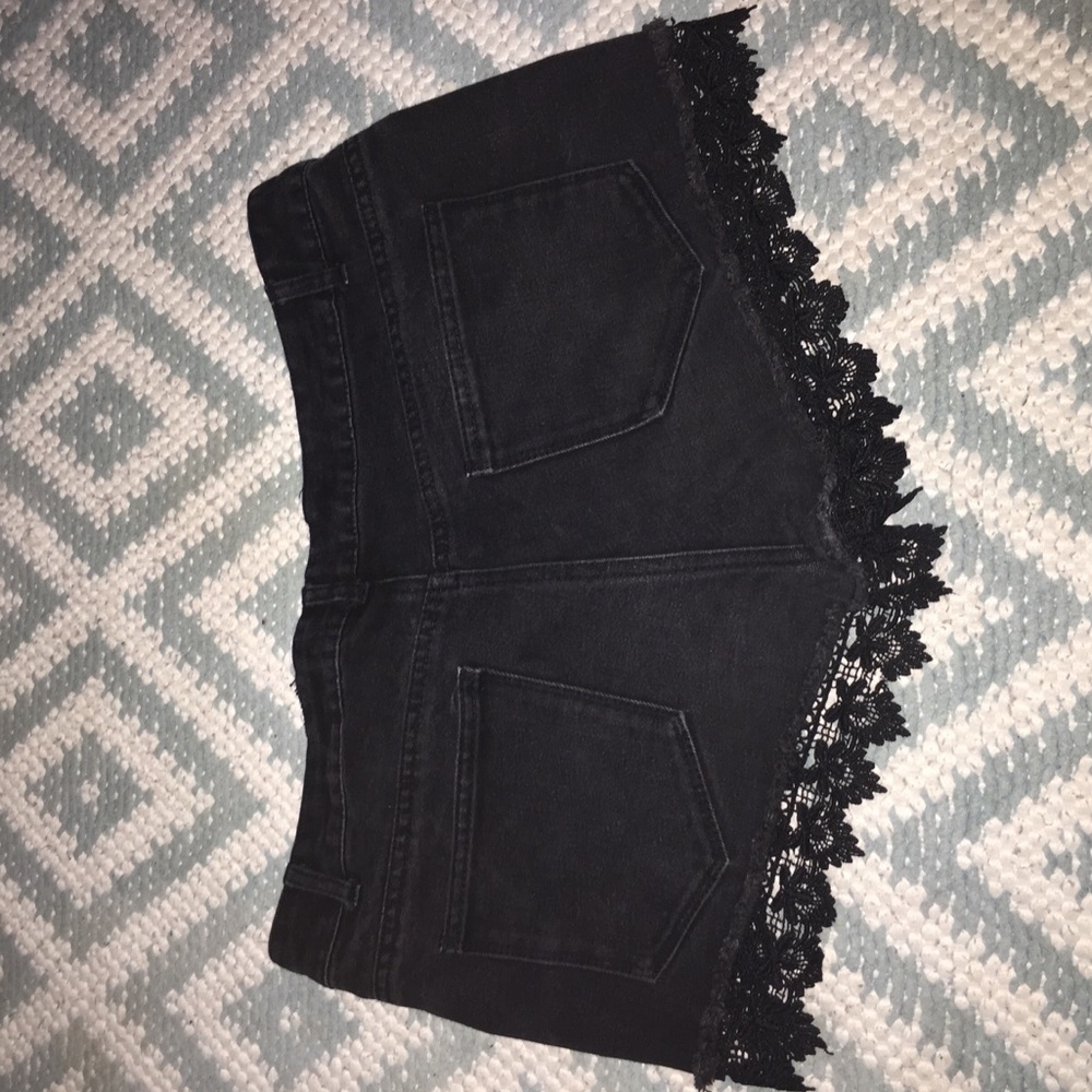 Black denim shorts